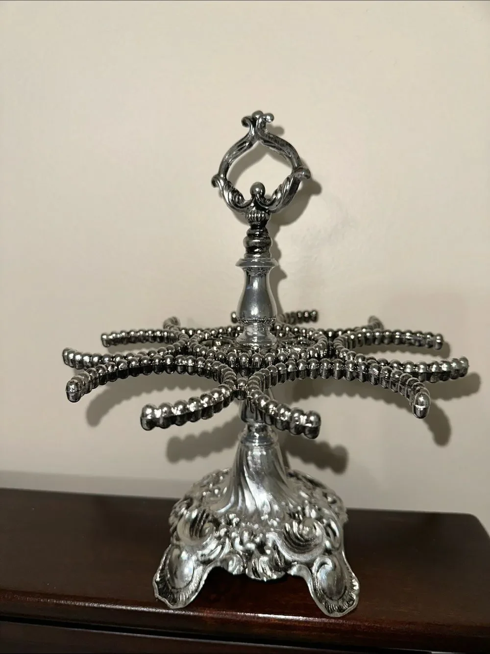 L&L WMC LOEVSKY 1970 VINTAGE SILVER COLOR 6-8 oz BRANDI GLASS HOLDER TRAY